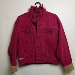 Jordache Burgundy Fringe Denim Jacket